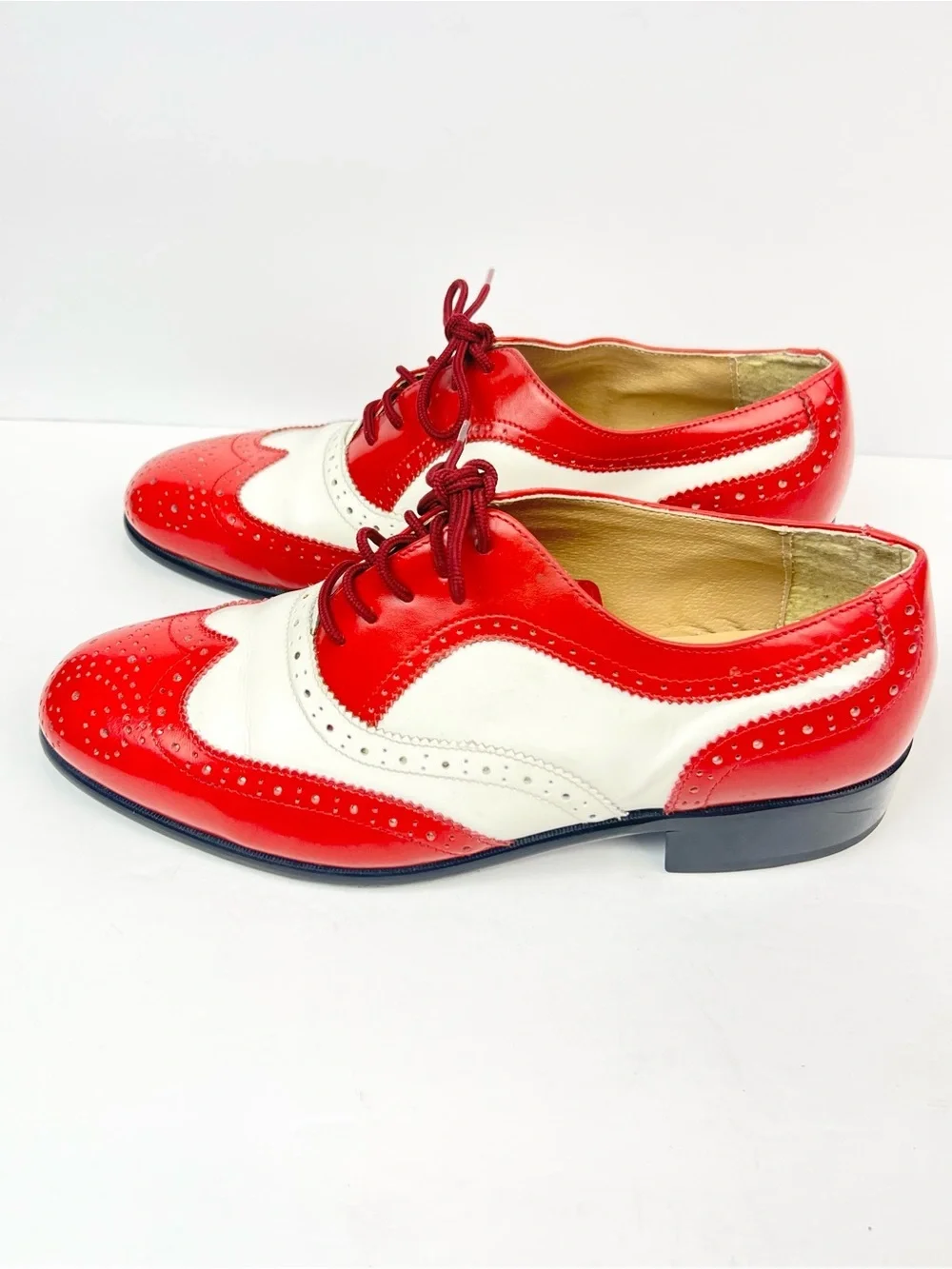 Donato Marrone Wing Tip Classic Red & White Leather Men's Size 7.5 EEE